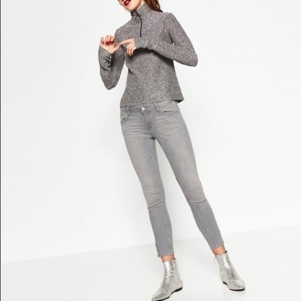 Zara Z1975 Mid Rise Stretch Skinny Jeans Gray 4